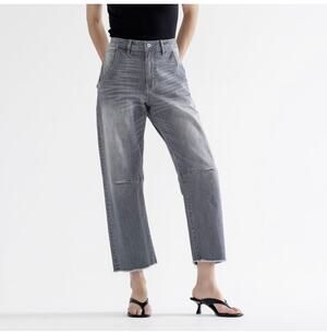 Mica Barrel Jeans Women’s Size 32 NWT Denim Super High Wide Leg Ankle Jeans Gray